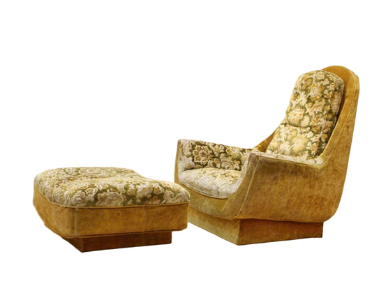 Mid-Century Modern Classic Armchair & Ottoman