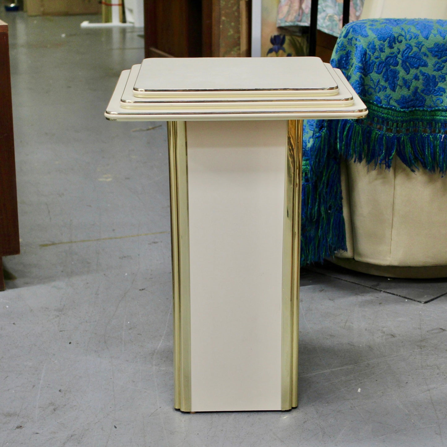 1970s Stepped Top Cream Off White Pedestal