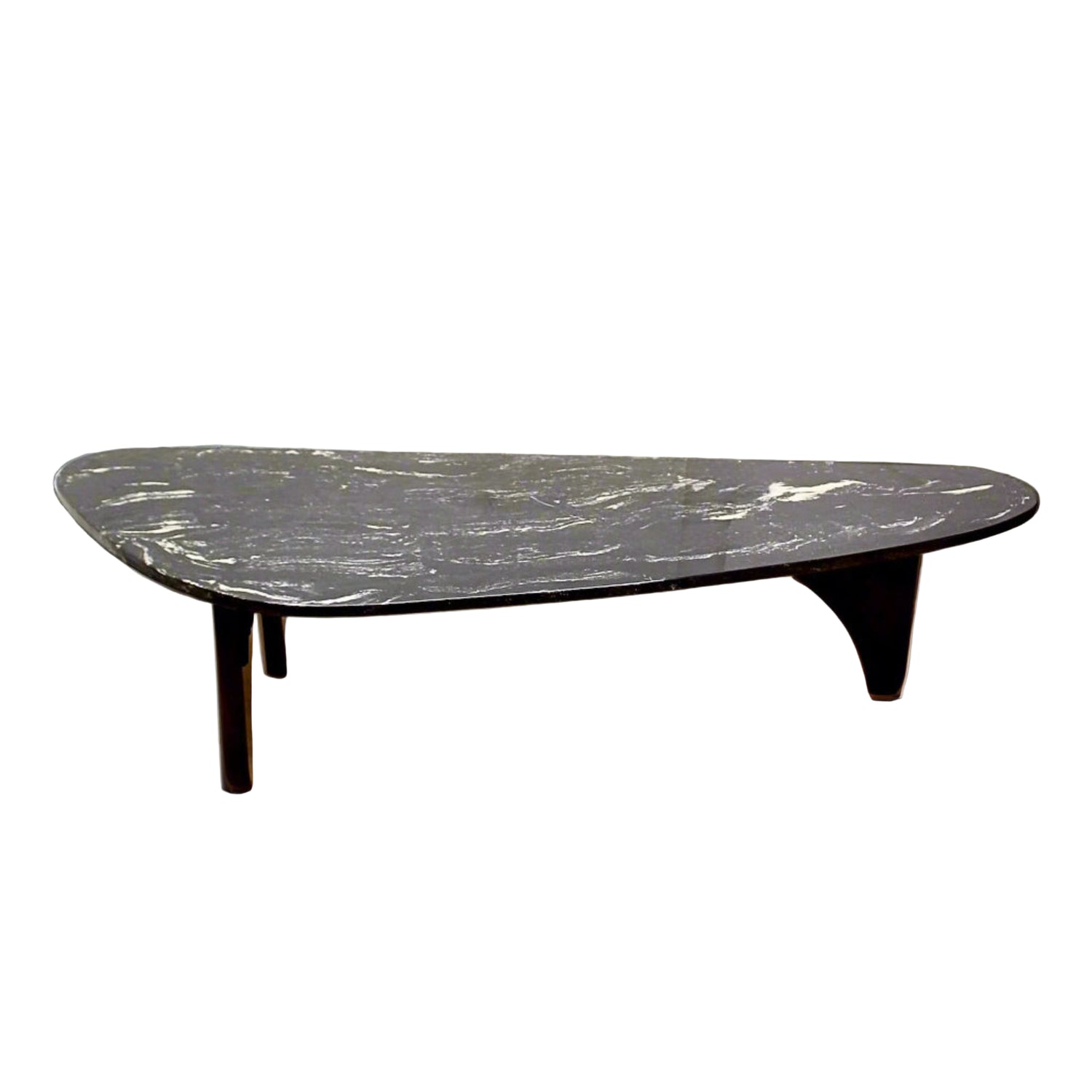 Large Mid Century Black Amoeba Kidney Shaped Coffee Table