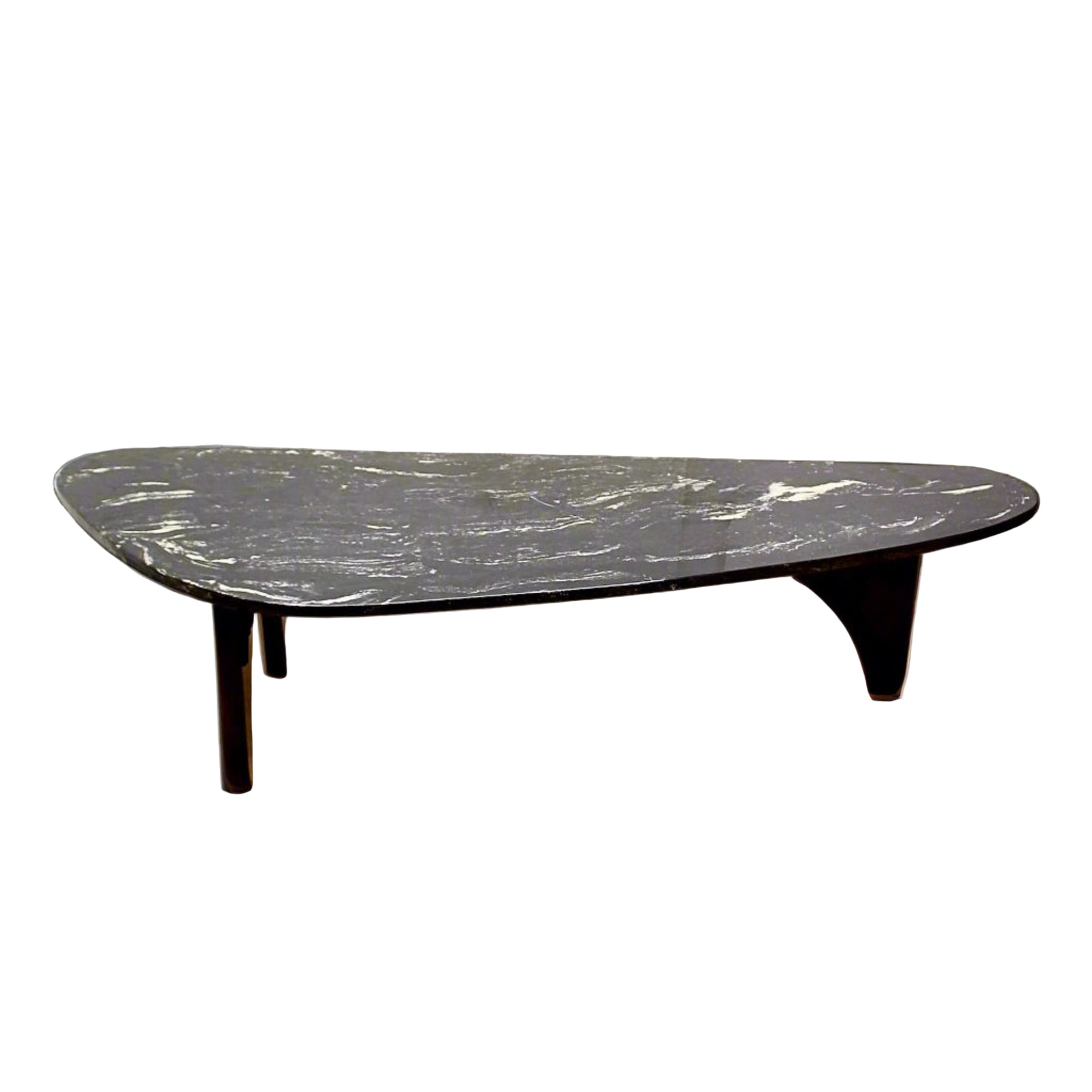 Large Mid Century Black Amoeba Kidney Shaped Coffee Table