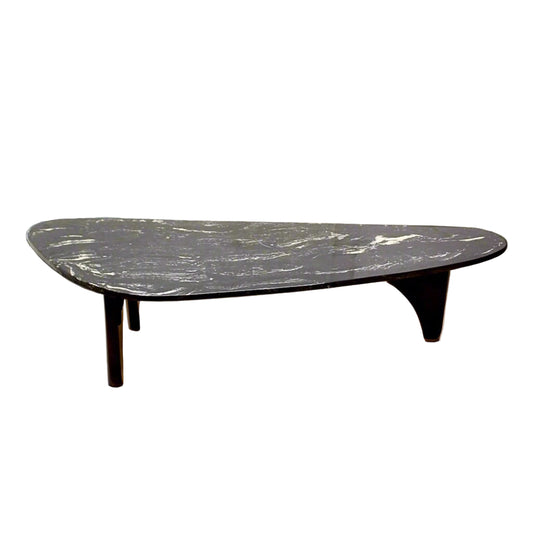 Large Mid Century Black Amoeba Kidney Shaped Coffee Table