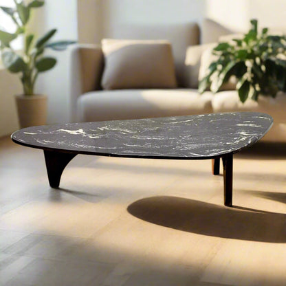 Large Mid Century Black Amoeba Kidney Shaped Coffee Table