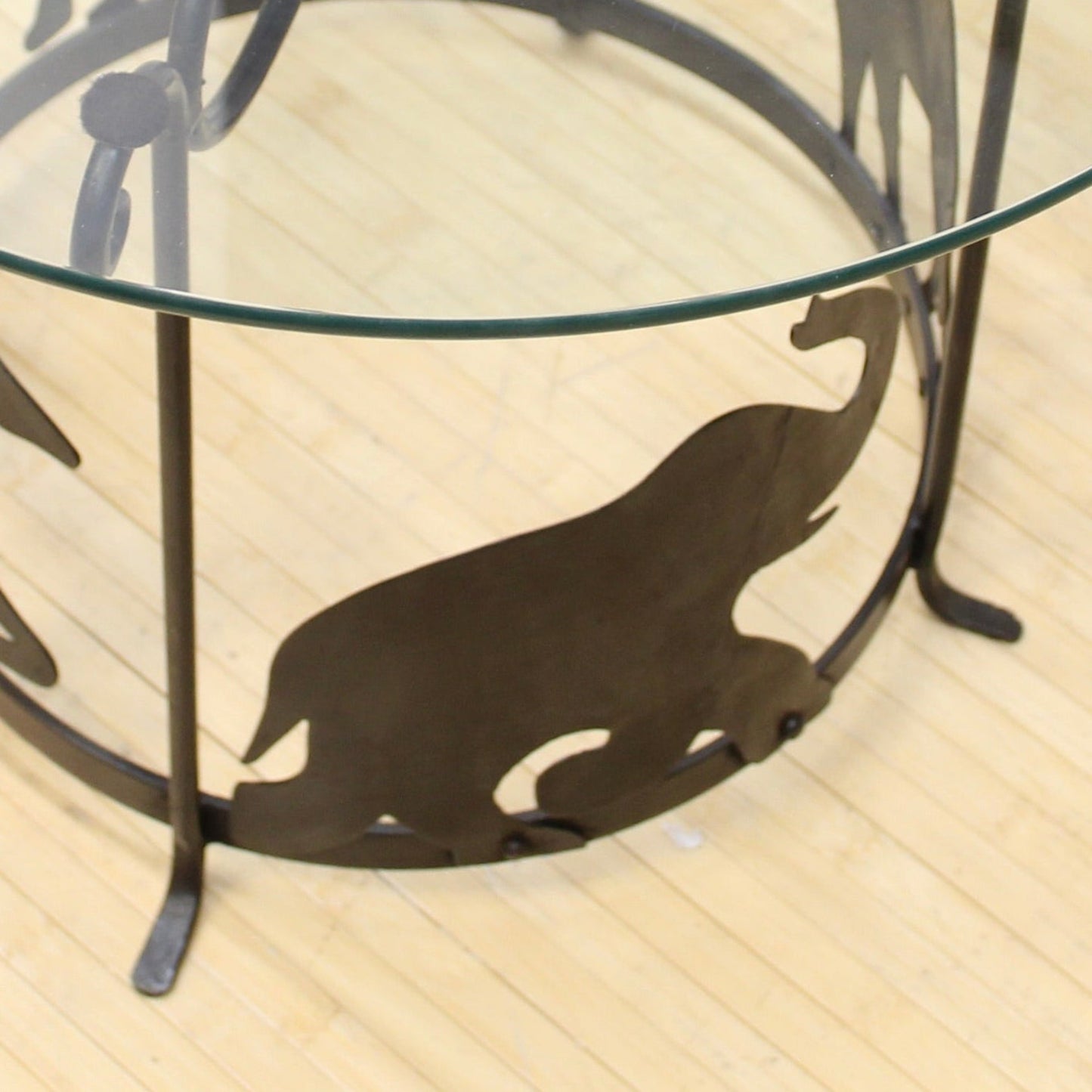 Vintage Glass Top Metal Animal Accent Table