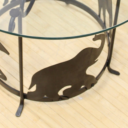 Vintage Glass Top Metal Animal Accent Table