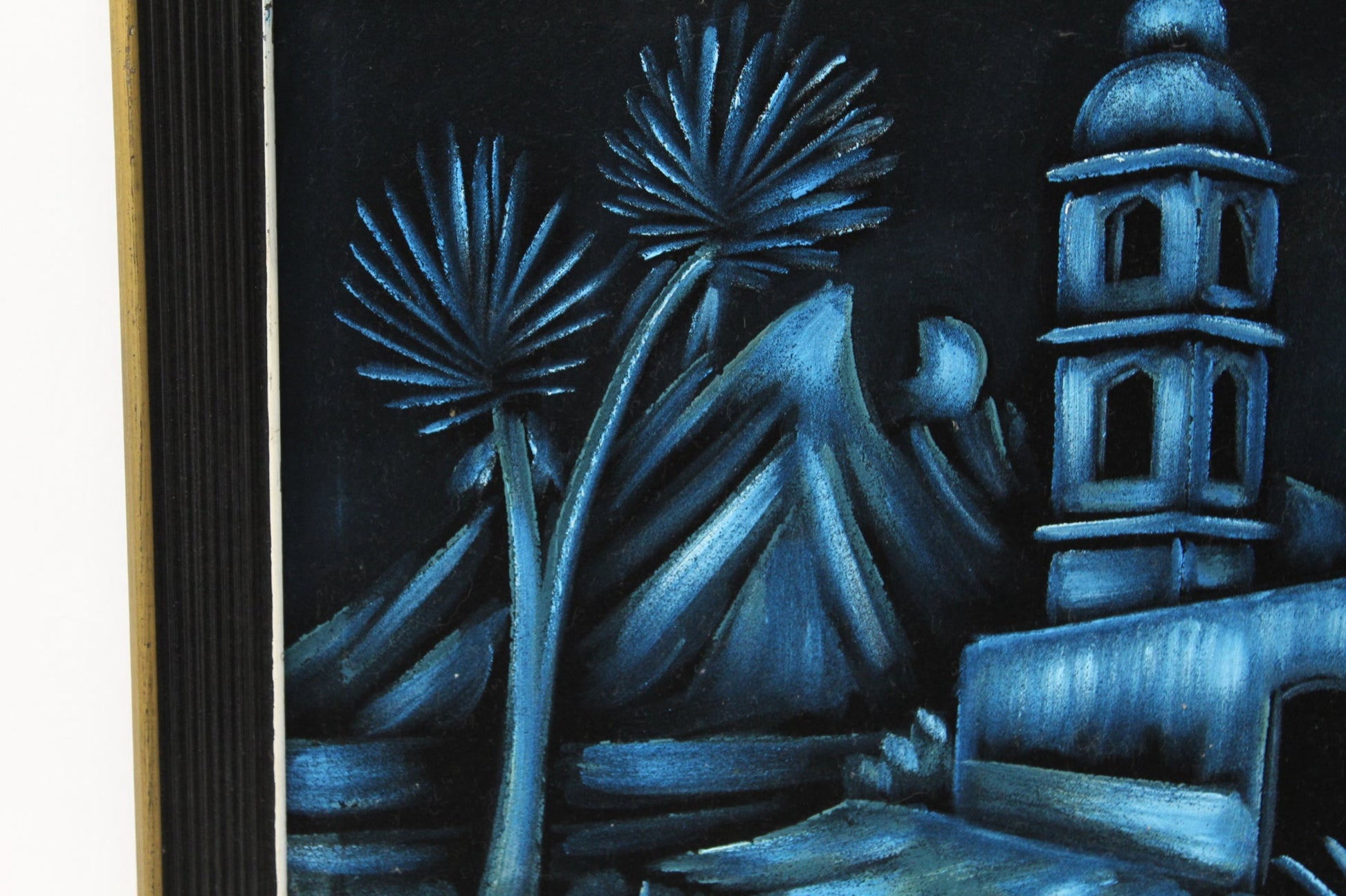 Spanish Colonial Mission Black Velvet Painting