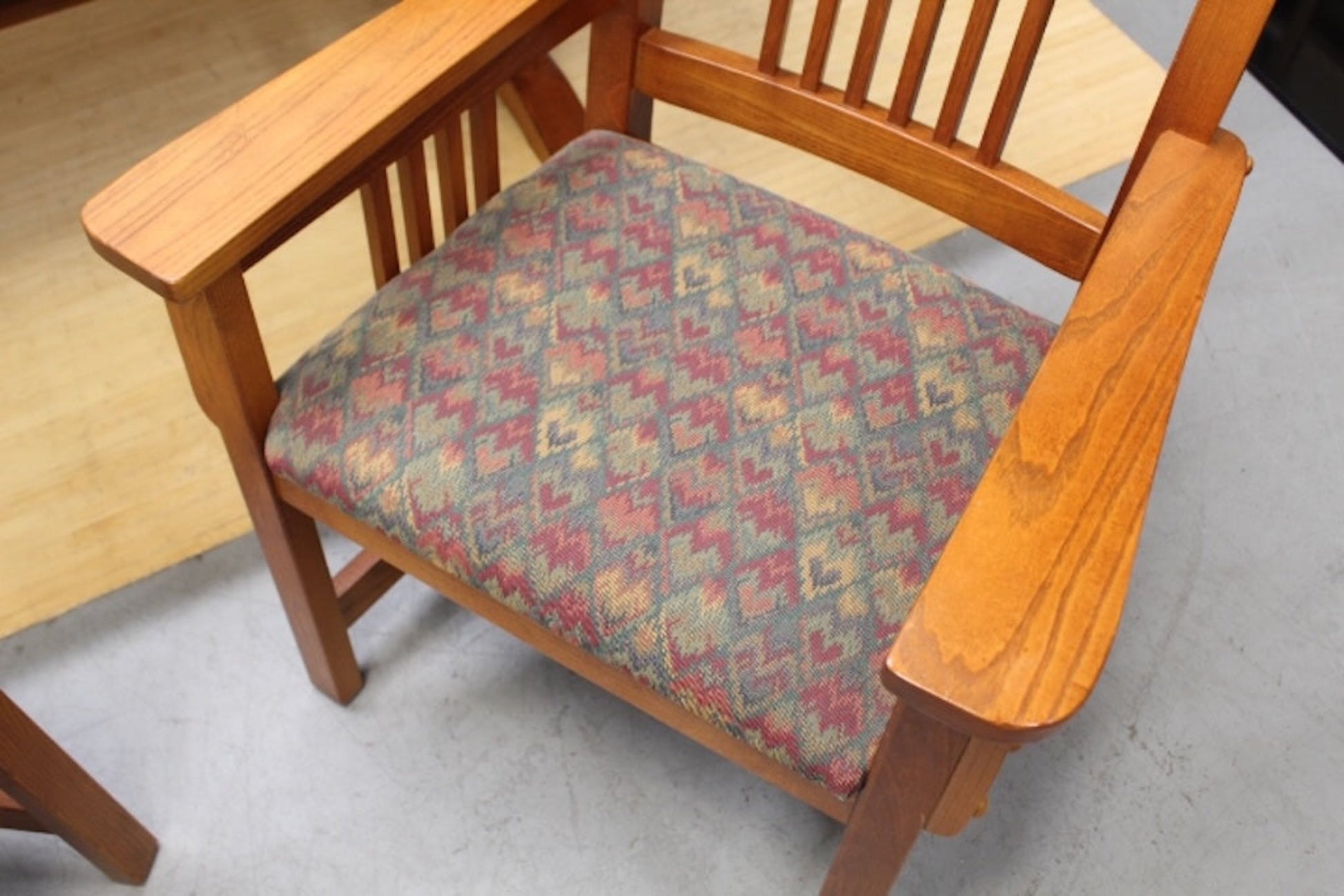 2-Pc Oak Mission Style Dining Armchairs
