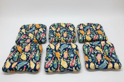 Multicolored Bird Seat Cushions | PillowPerfect® Set of 6