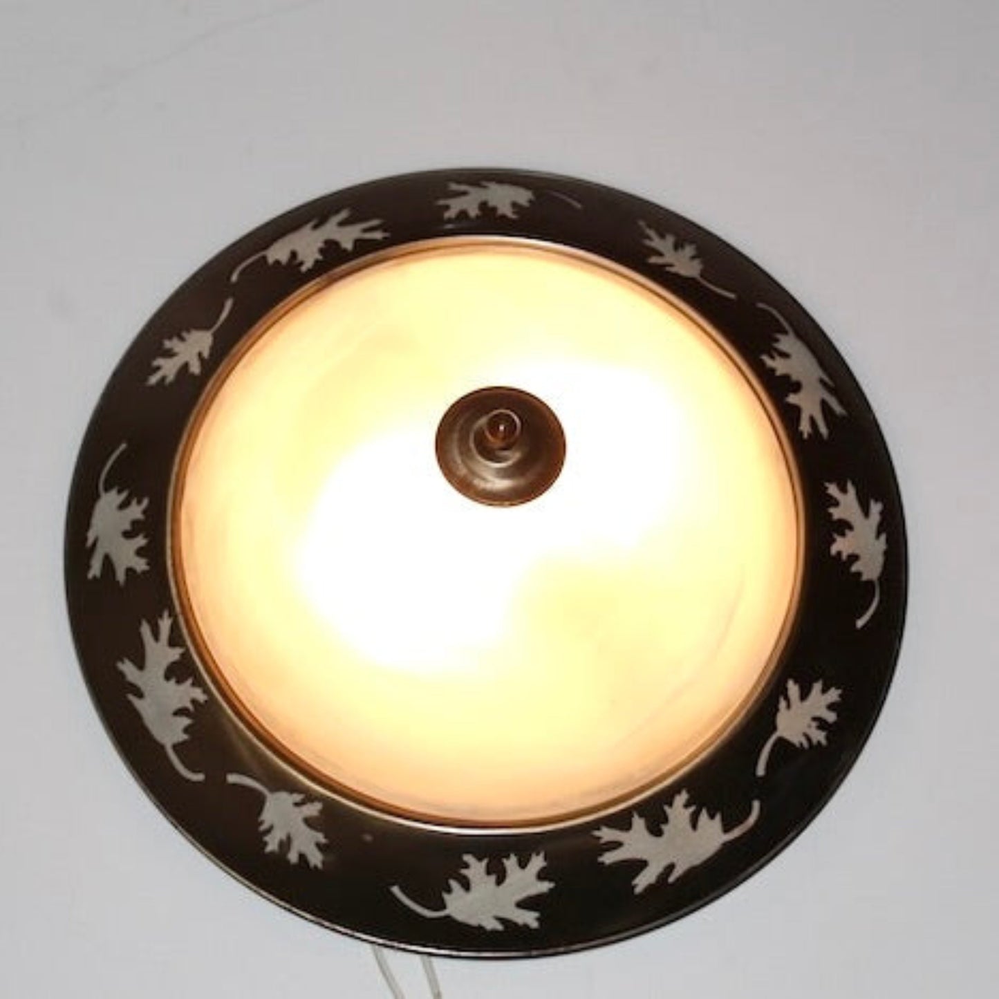 Vintage Flush Mount Ceiling Fixture | Oak Leaf Cutouts