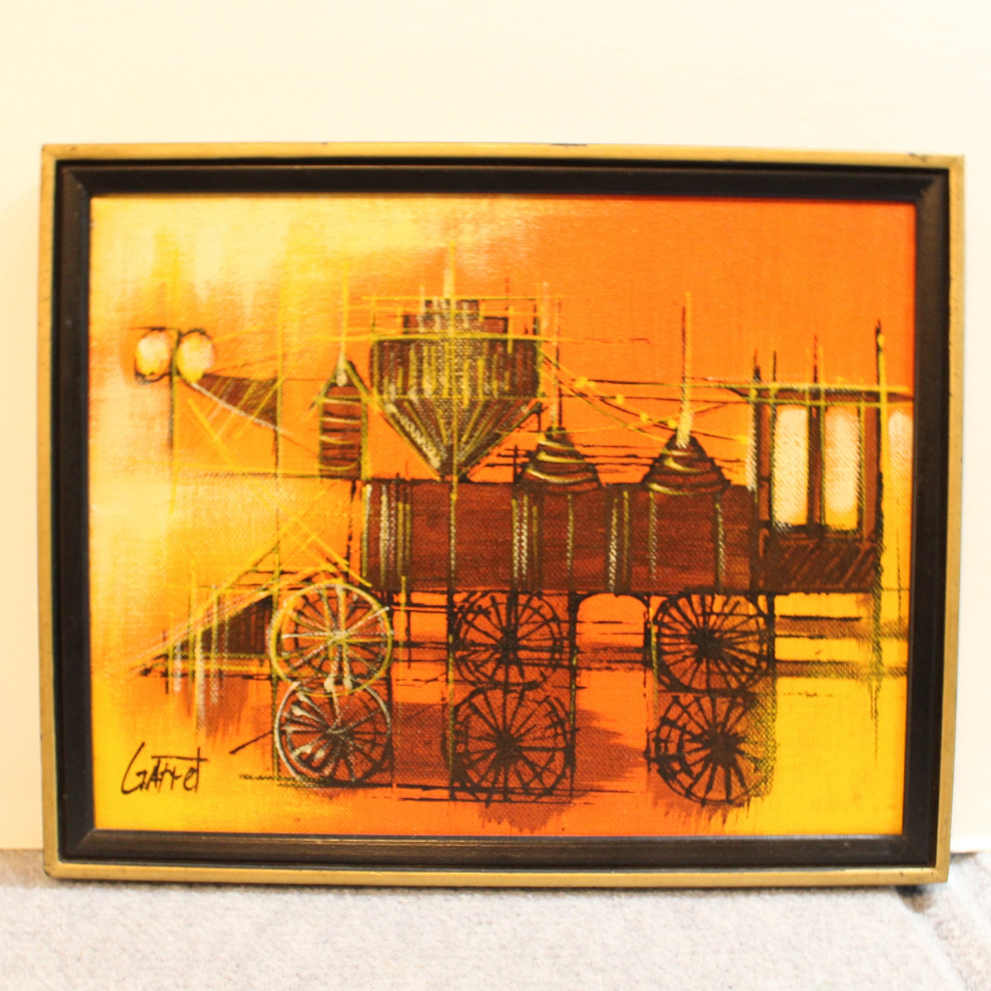 Vintage Mid-Century Modern Original Steam Train | Signed Garret