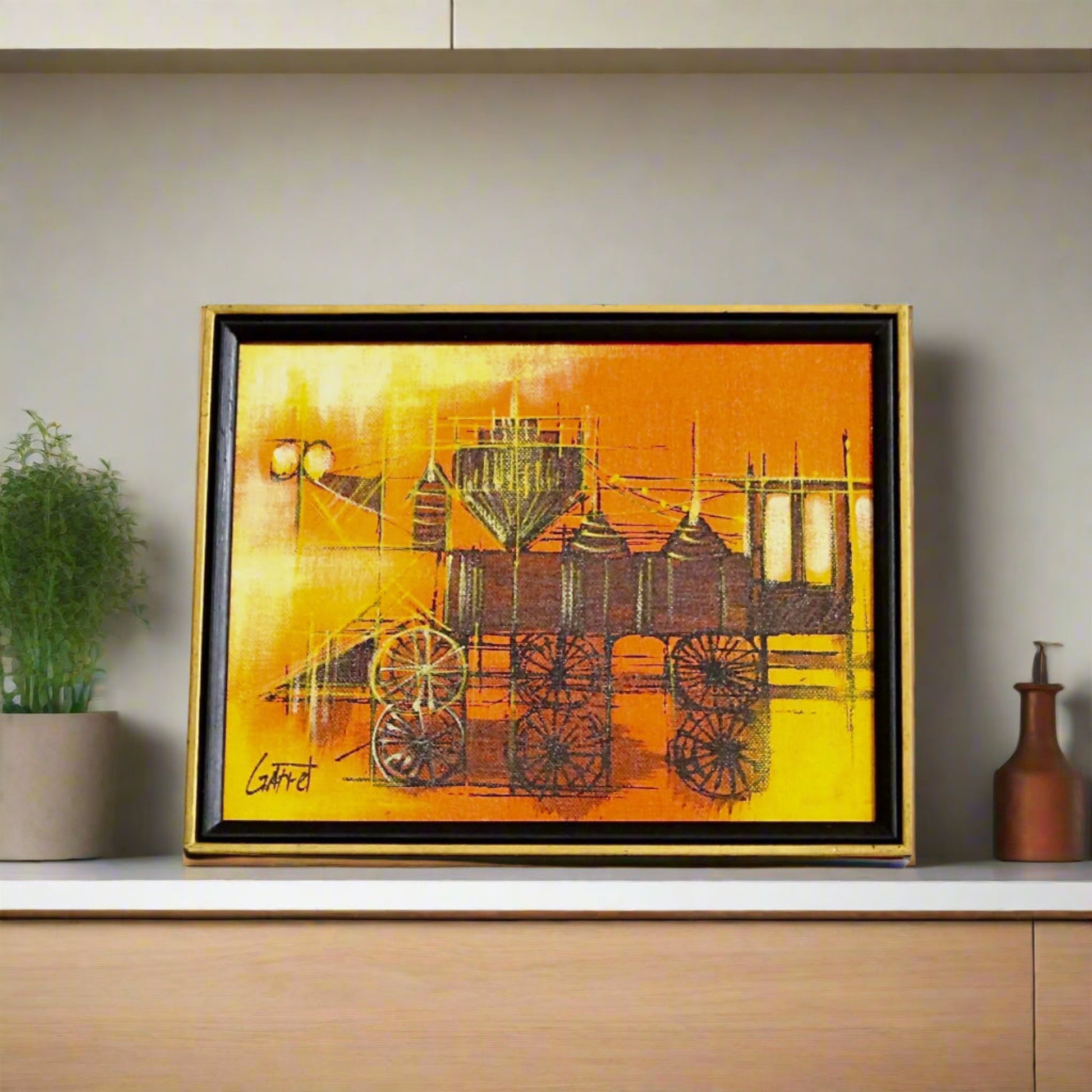 Vintage Mid-Century Modern Original Steam Train | Signed Garret