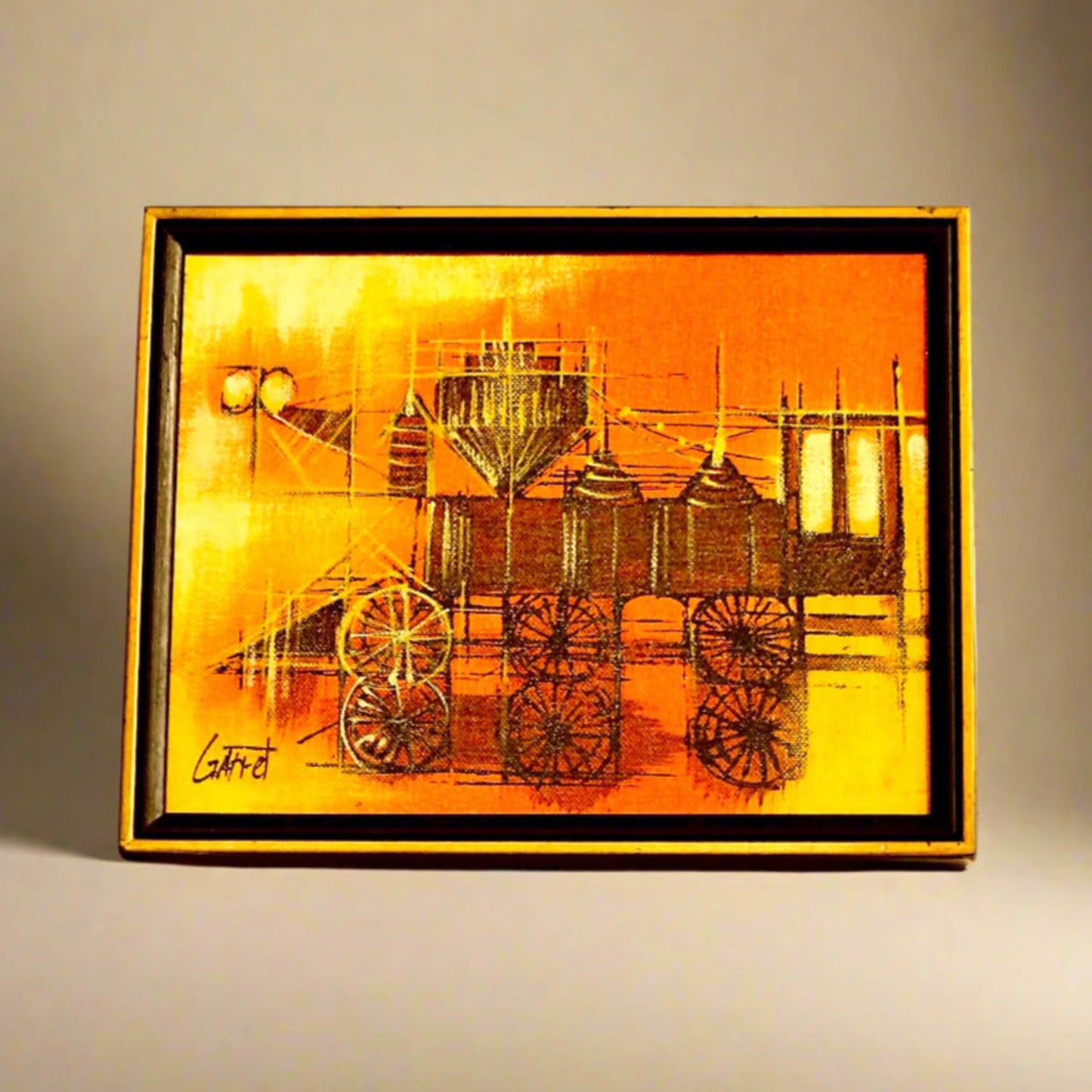 Vintage Mid-Century Modern Original Steam Train | Signed Garret