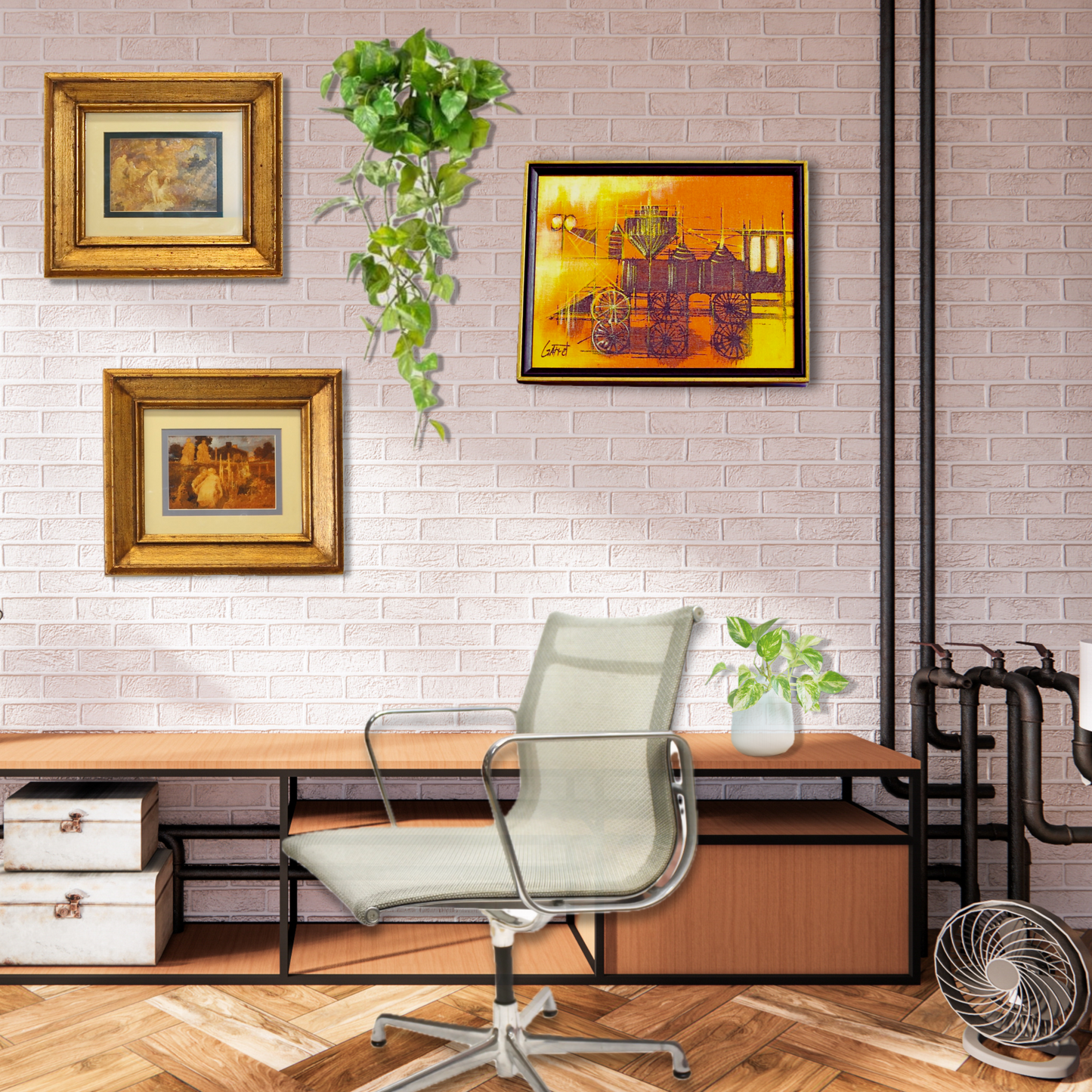 Vintage Mid-Century Modern Original Steam Train | Signed Garret