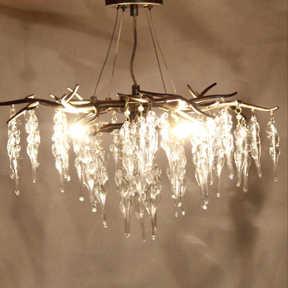Organic Branch Chandelier - Gold Tree Silhouette with Crystal Icicles