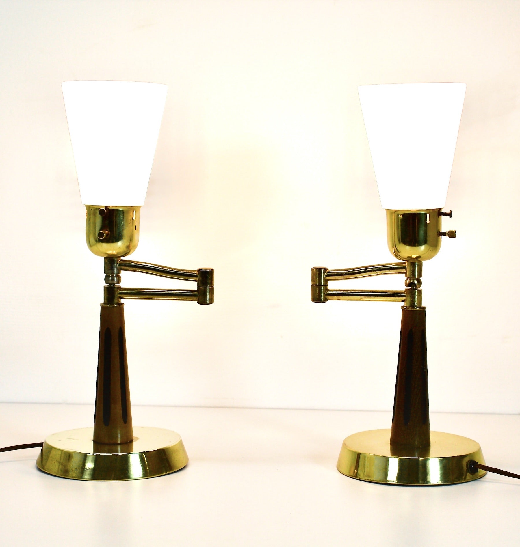 Brass and Wood Desk Lamp