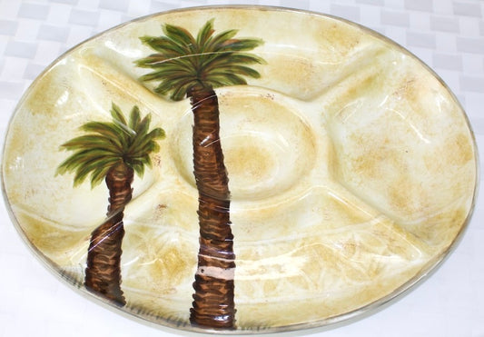 Superior Kitchen & Dining Cool Glass Encased Palm Tree Serving Platter