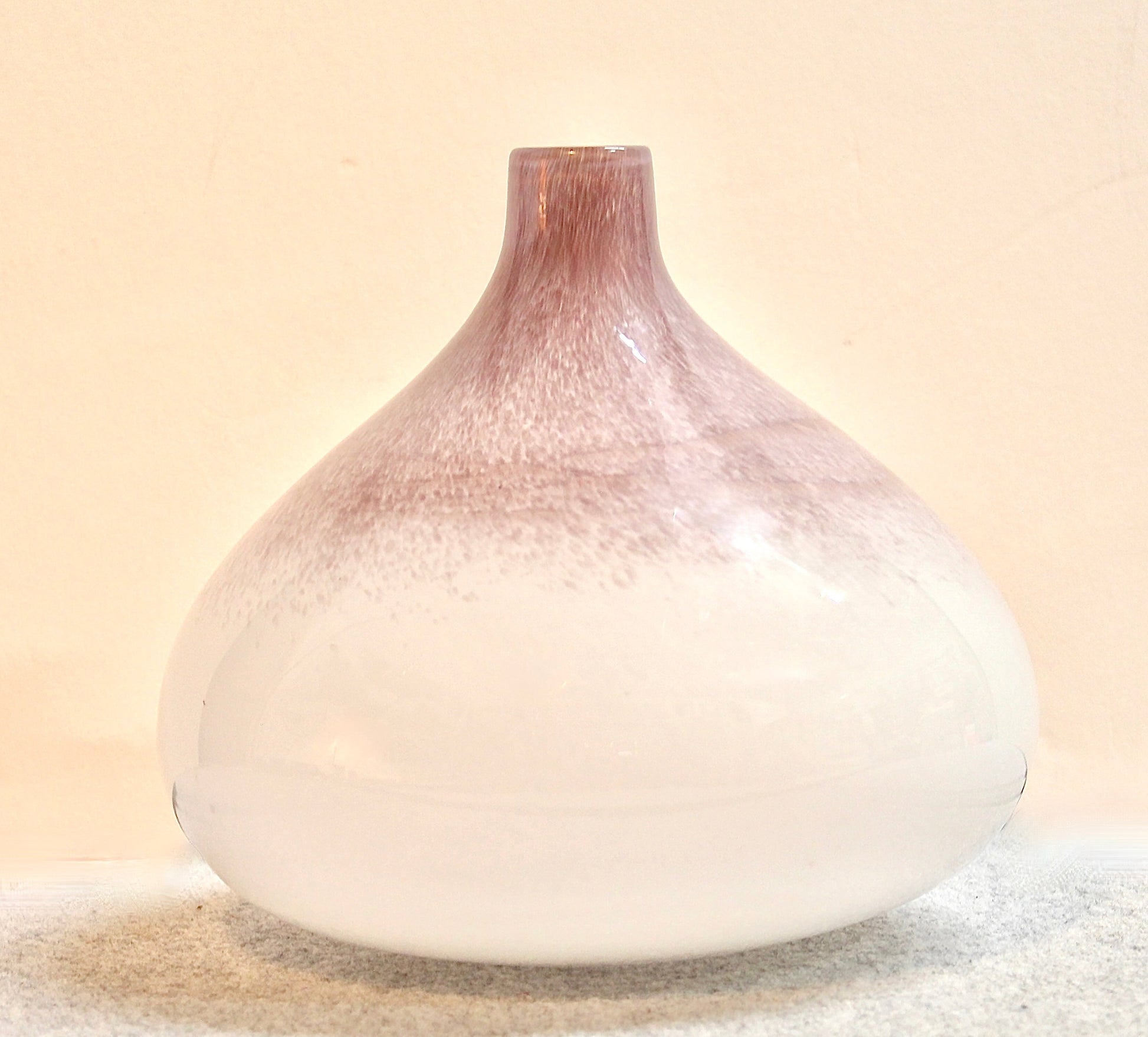 Vintage Ombre Mauve White Glass Vase | Bulb Form | Pier 1