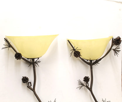 Vintage Pair of Pine Branch Wall Sconces