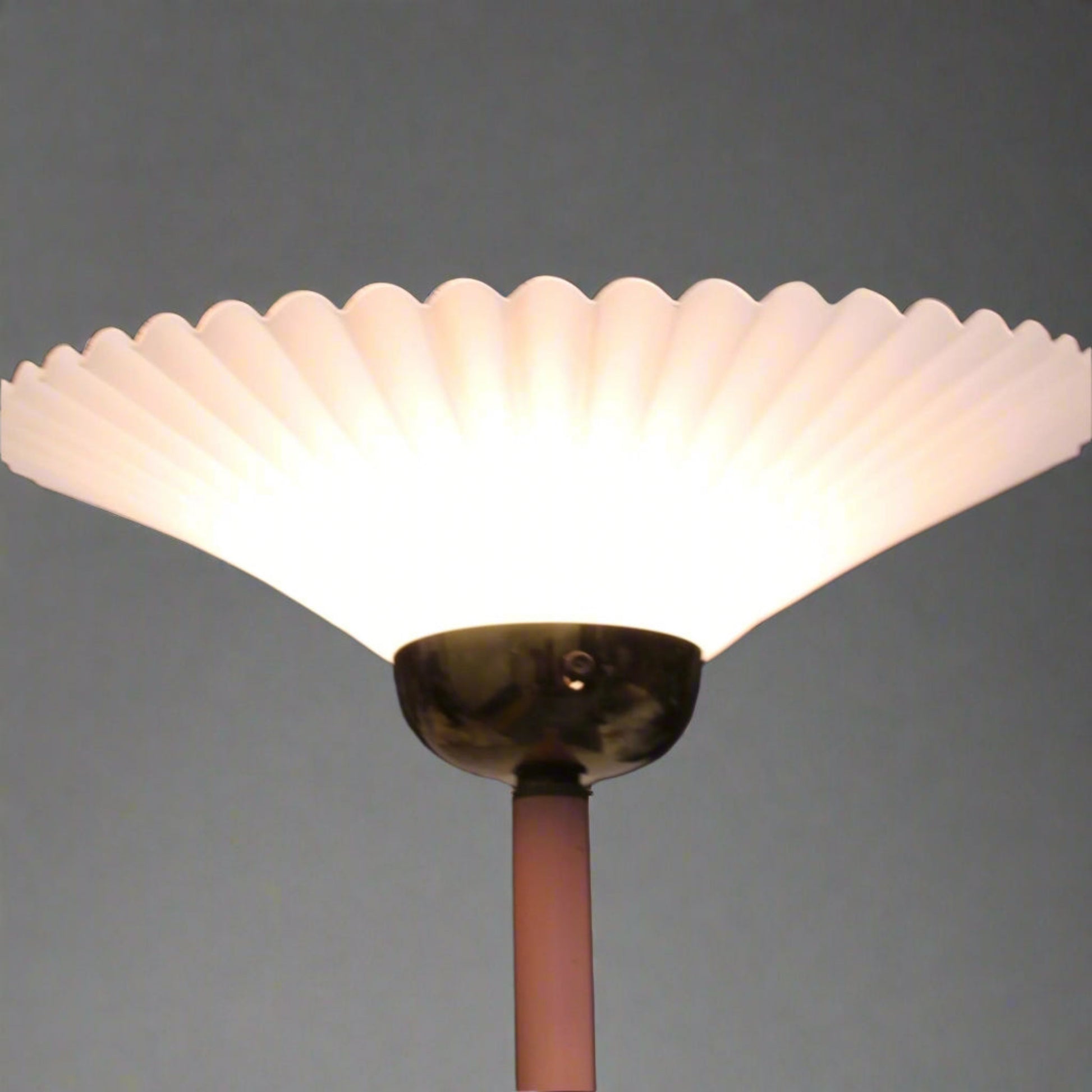 Vintage Pink Torchiere Floor Lamp | Scalloped Shade
