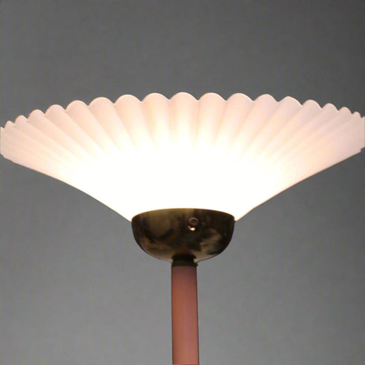 Vintage Pink Torchiere Floor Lamp | Scalloped Shade
