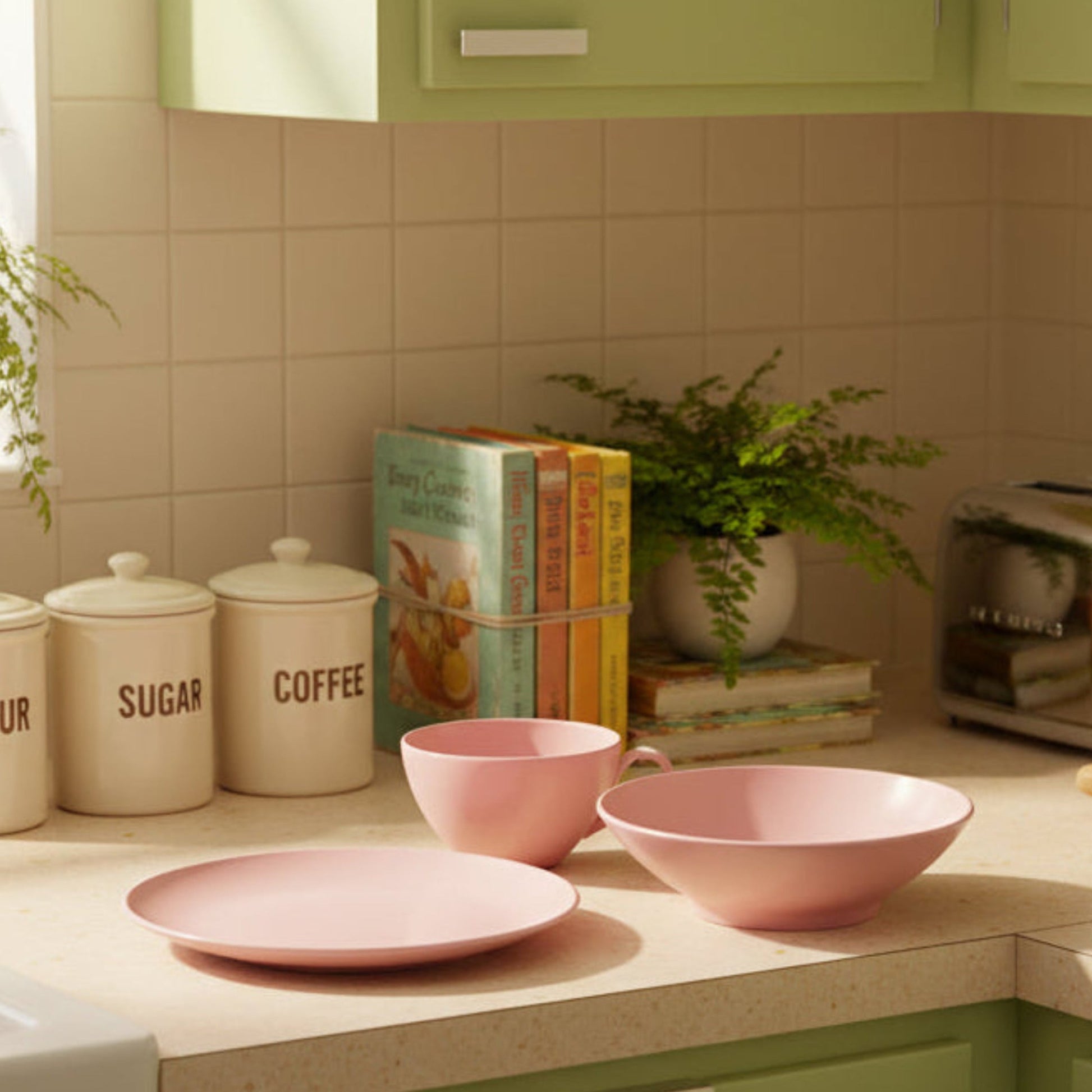 Lenotex Pink Melmac Mixed Lot of Vintage Dishes