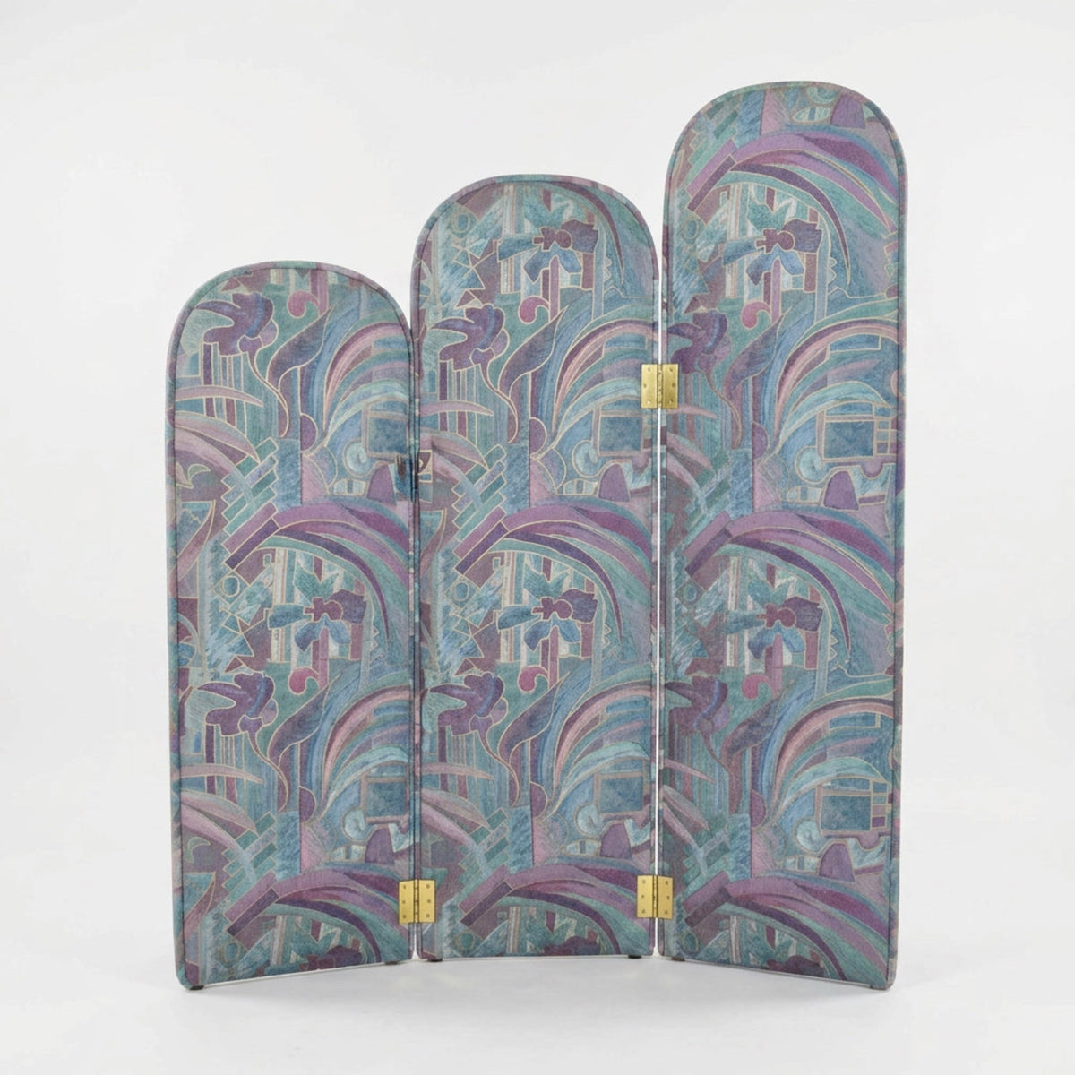 Postmodern 3-Panel Folding Room Divider | Upholstered Fabric Privacy Screen.