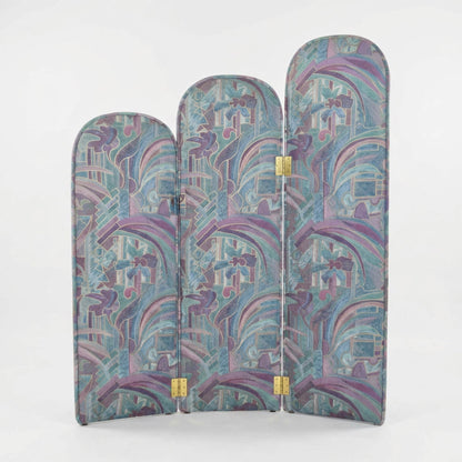 Postmodern 3-Panel Folding Room Divider | Upholstered Fabric Privacy Screen.
