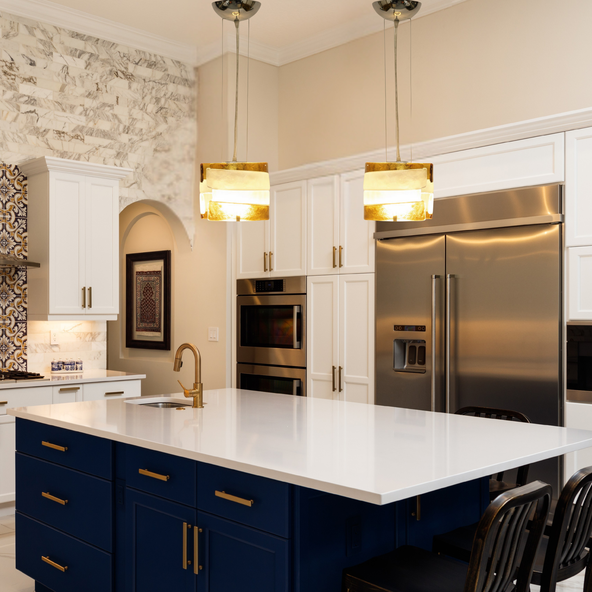 2 Primaluce Venezia Murano Fused Glass Pendant Lights