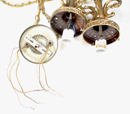 1960s Dual Pineapple Cut Regency Style Swag Lamps