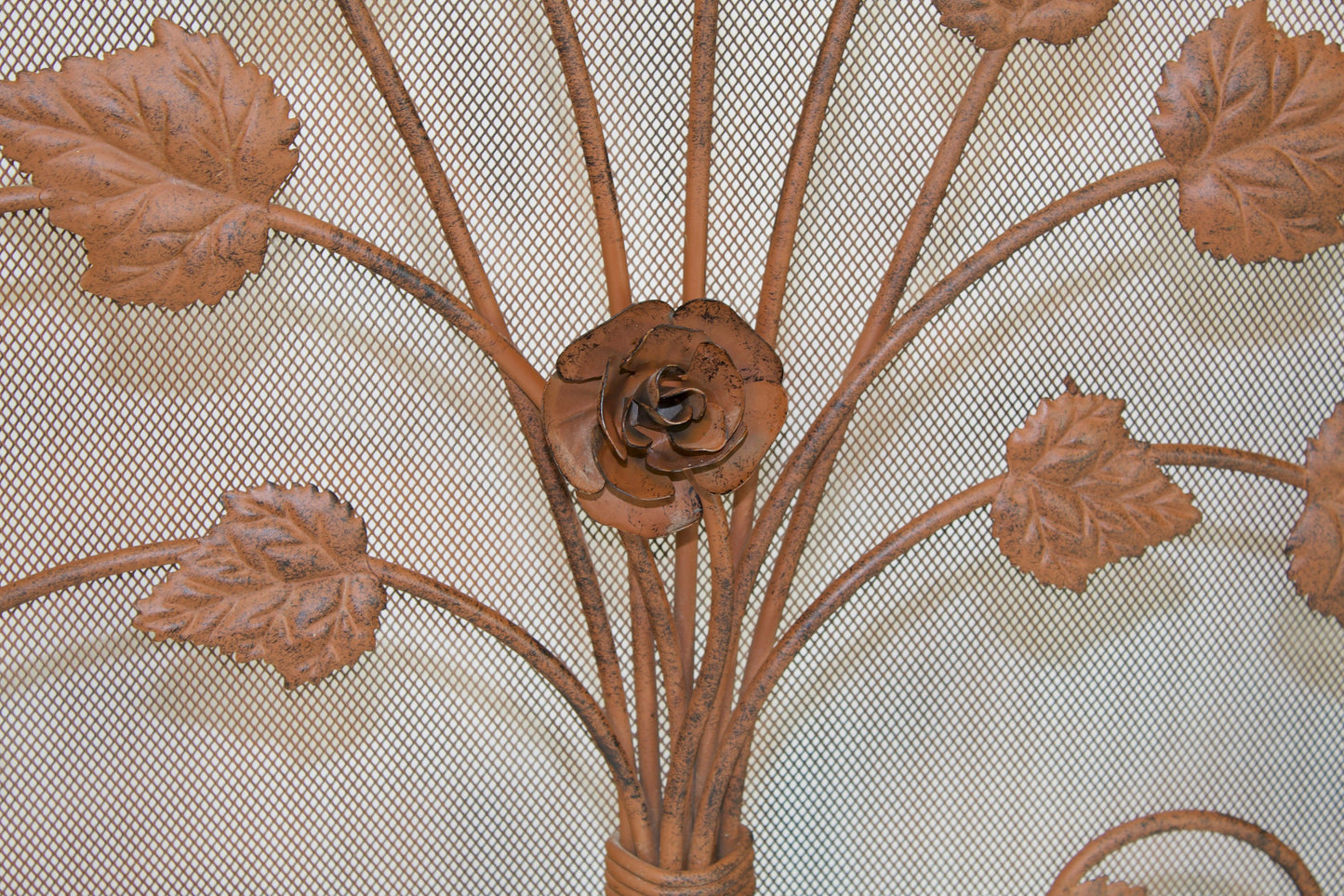Vintage Metal Rose and Vine Fireplace Screen