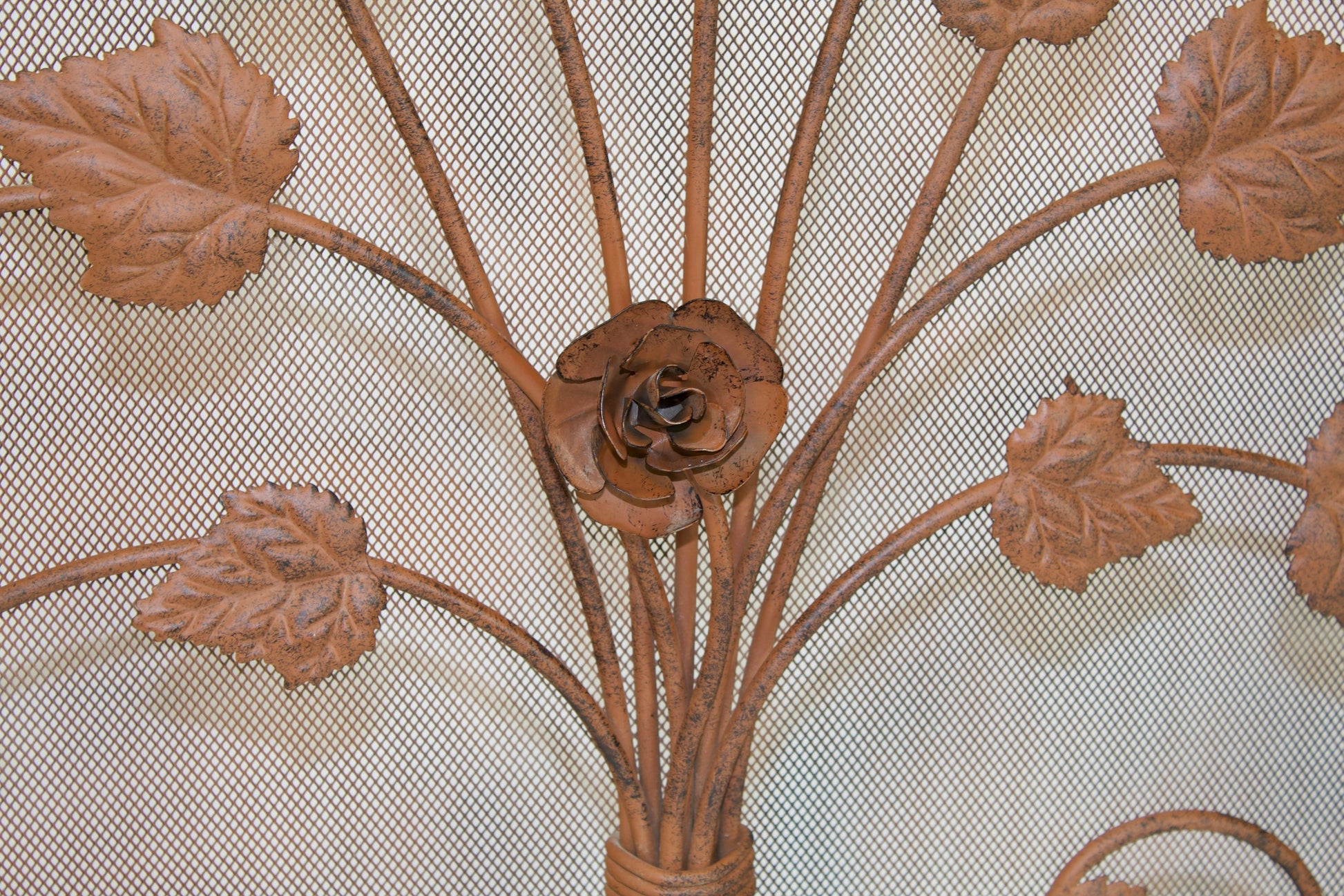 Vintage Metal Rose and Vine Fireplace Screen