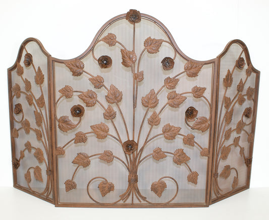Vintage Metal Rose and Vine Fireplace Screen 