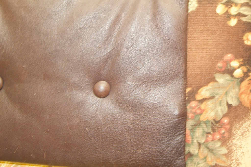 1980s Privacy Library Chair | Leather Detail | Old Hickory Tannery