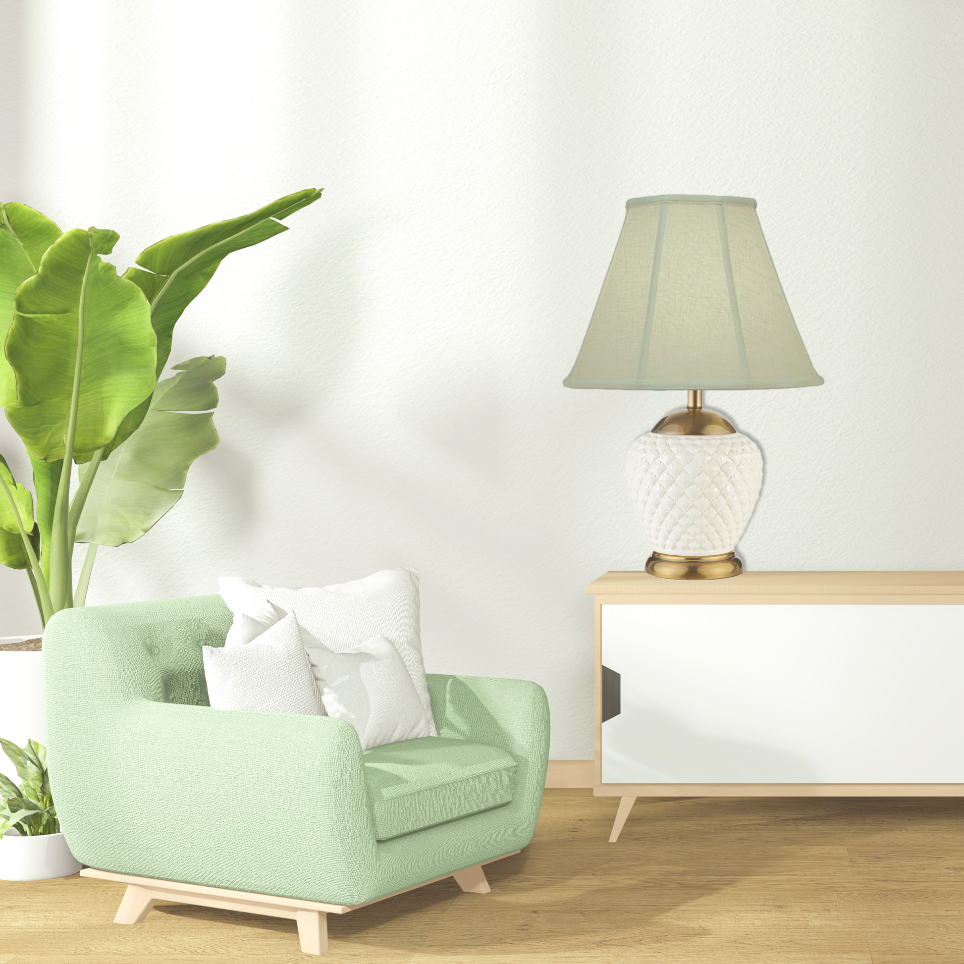 PAIR White Beehive Table Lamps by Frederick Cooper