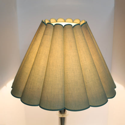 Vintage 1970s Pale Green Linen Fluted Lampshade