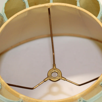 Vintage 1970s Pale Green Linen Fluted Lampshade