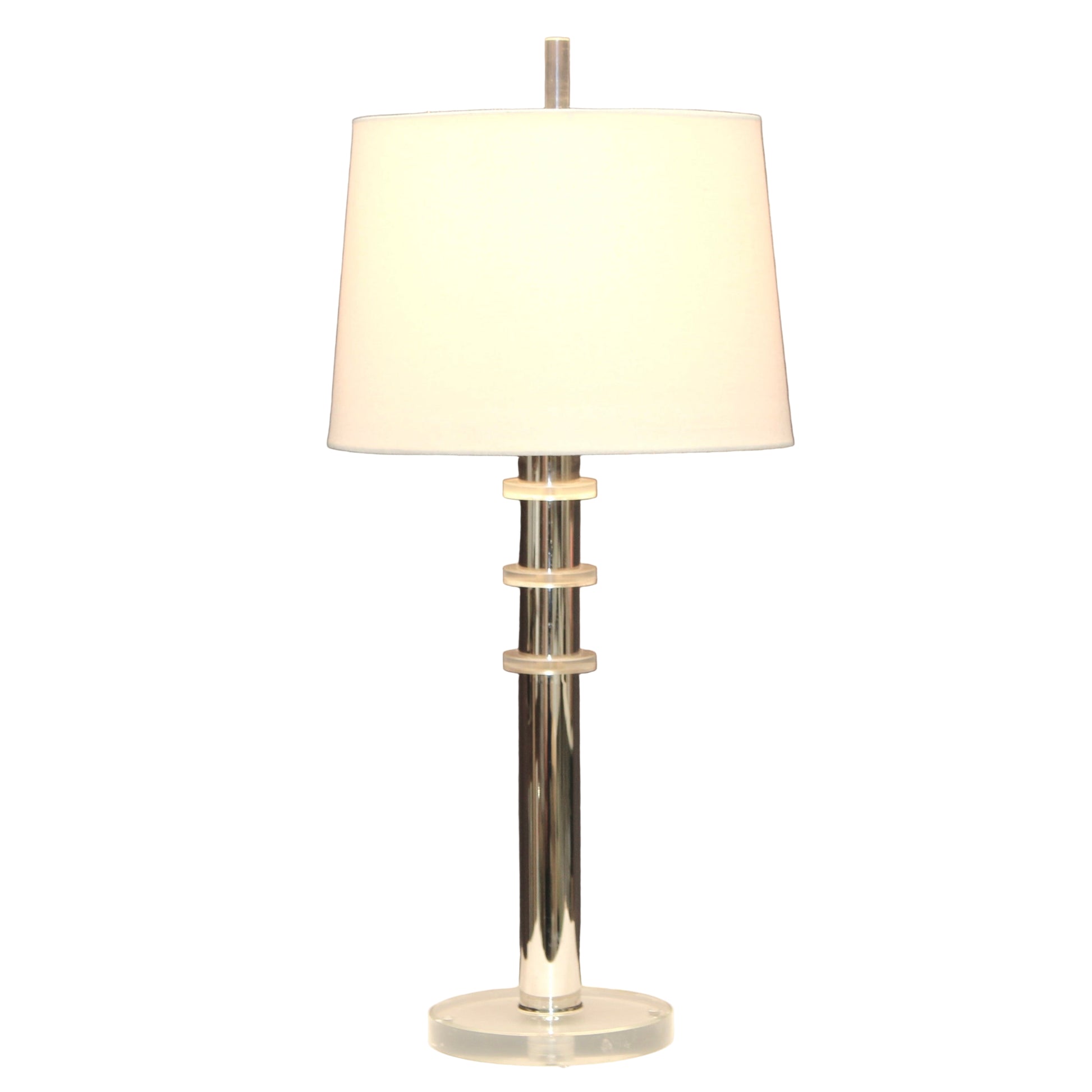 Vintage Karl Springer Style Table Lamps with Lucite Rings