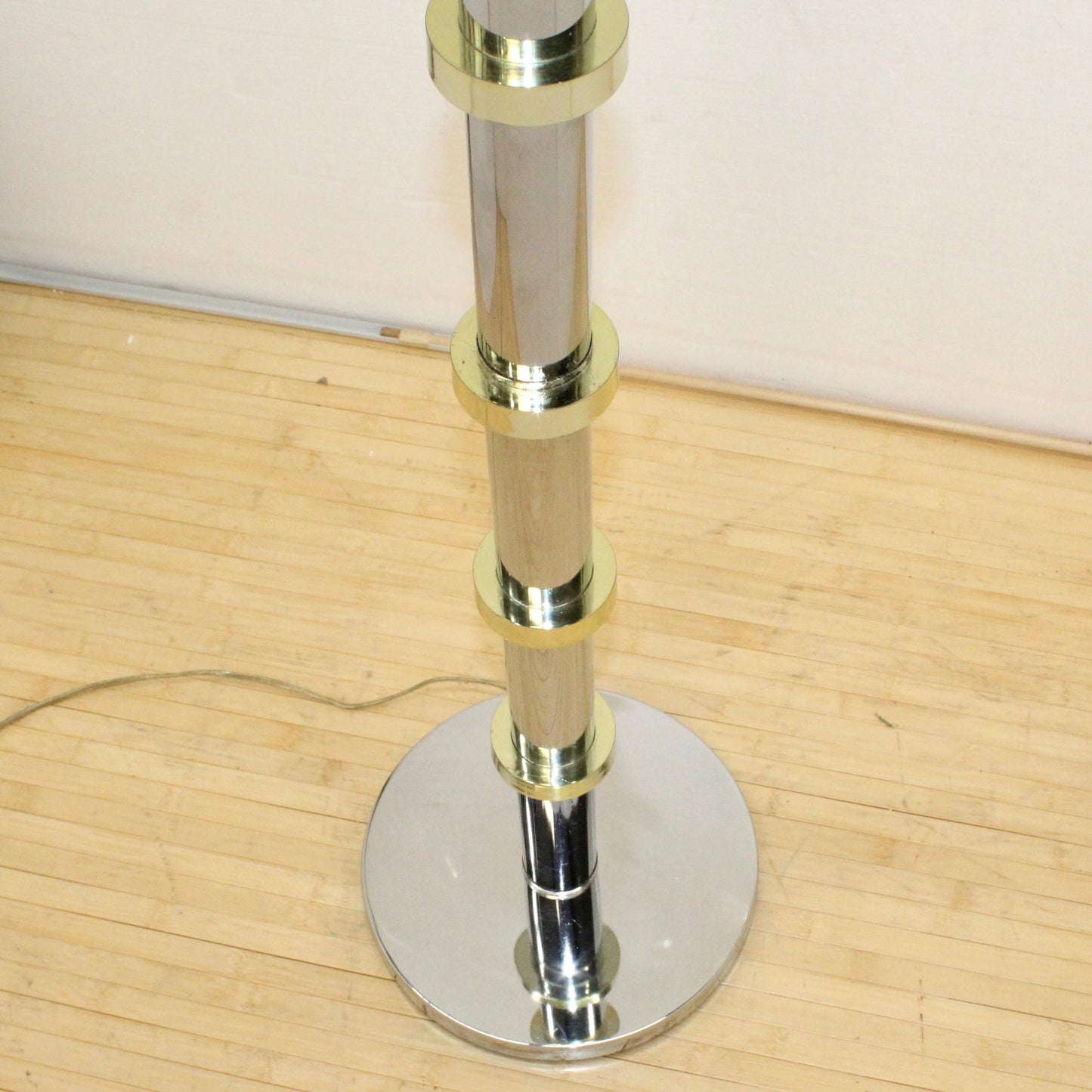 1980s Hollywood Regency Chrome & Gold Floor Lamp
