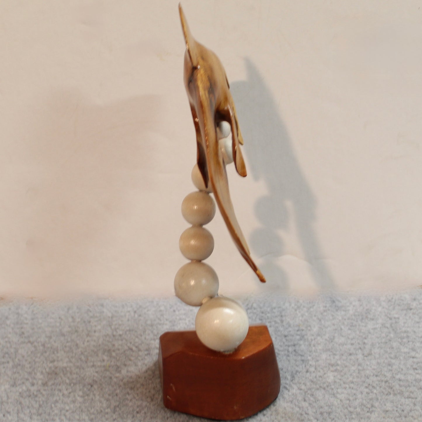 Vintage Americana Wooden Fish Sculpture with Bubbles