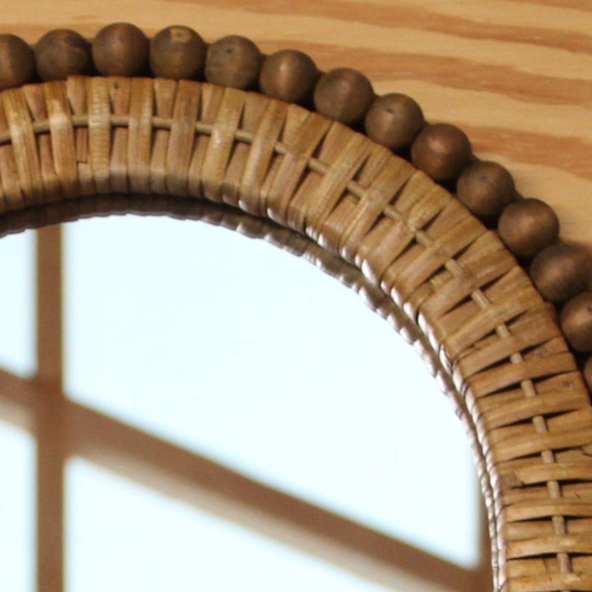 Small Arched Rattan Wall Mirror