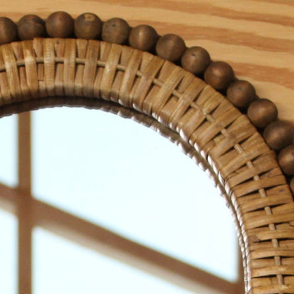 Small Arched Rattan Wall Mirror