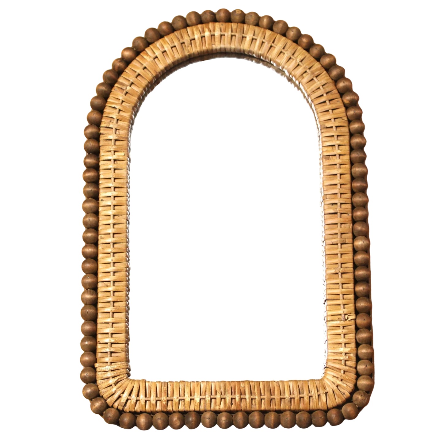 Small Arched Rattan Wall Mirror