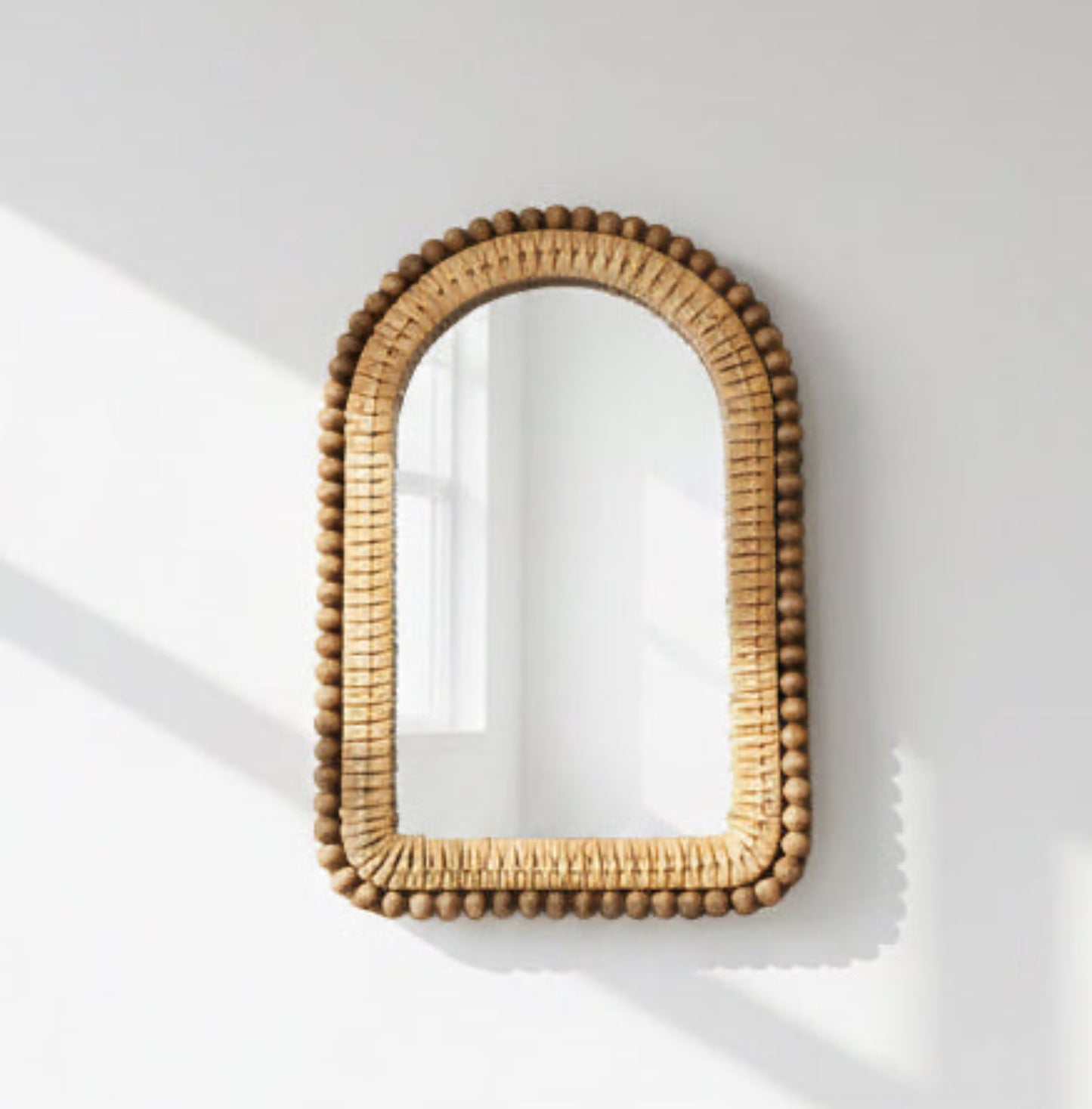 Small Arched Rattan Wall Mirror