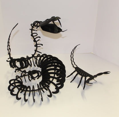 Modernist Snake & Scorpion Black Metal Sculpture Set