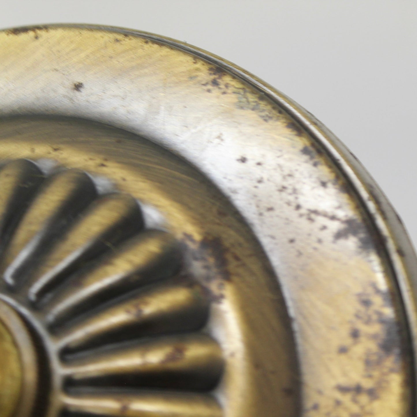 Vintage Brass 5-Light Chandelier with Ruffled Amber Glass Shades