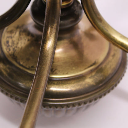 Vintage Brass 5-Light Chandelier with Ruffled Amber Glass Shades