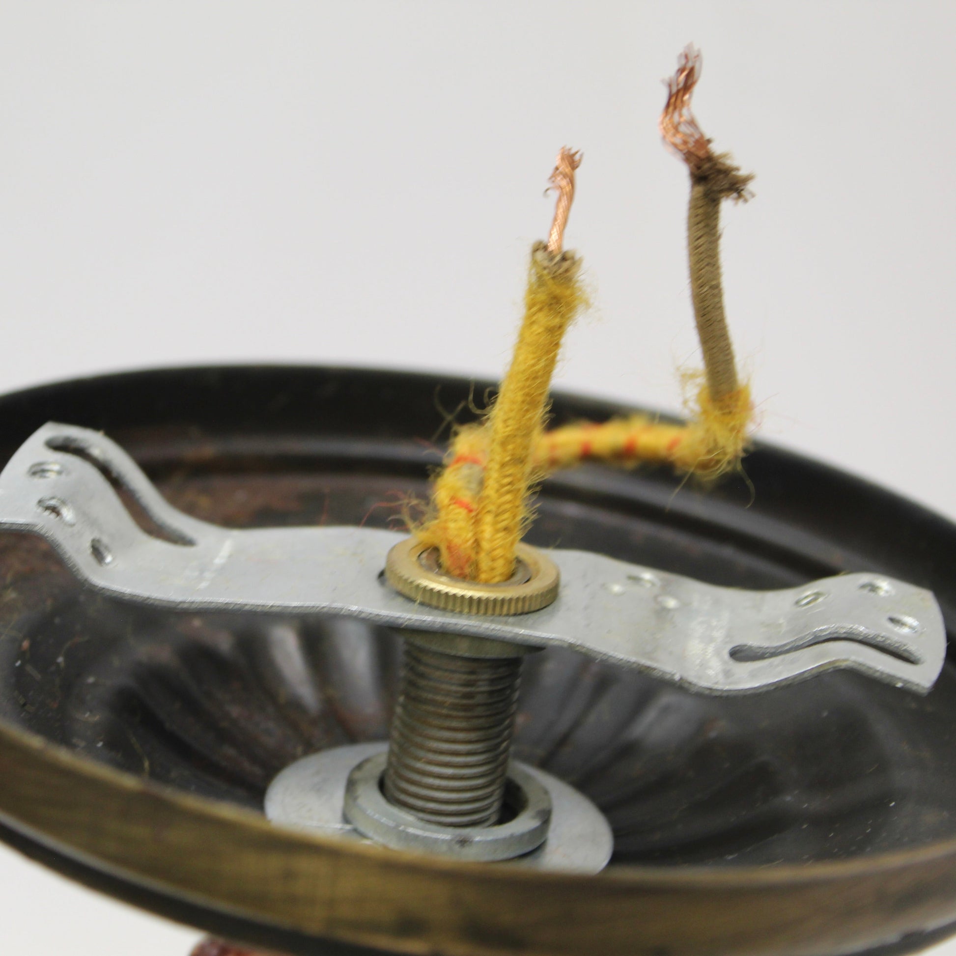 Vintage Brass 5-Light Chandelier with Ruffled Amber Glass Shades