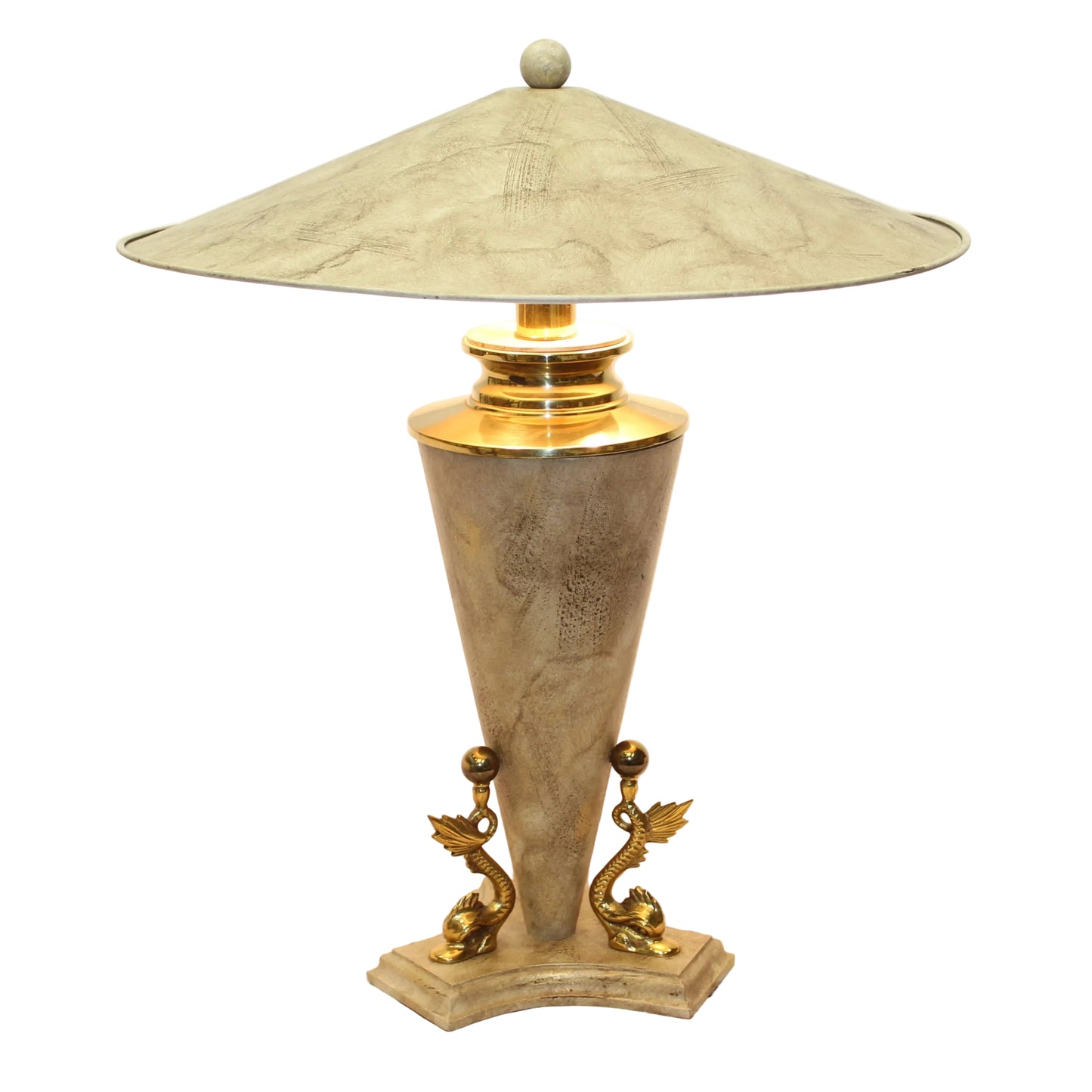 Vintage Polished Travertine Table Lamp by Bauer Lamp Co