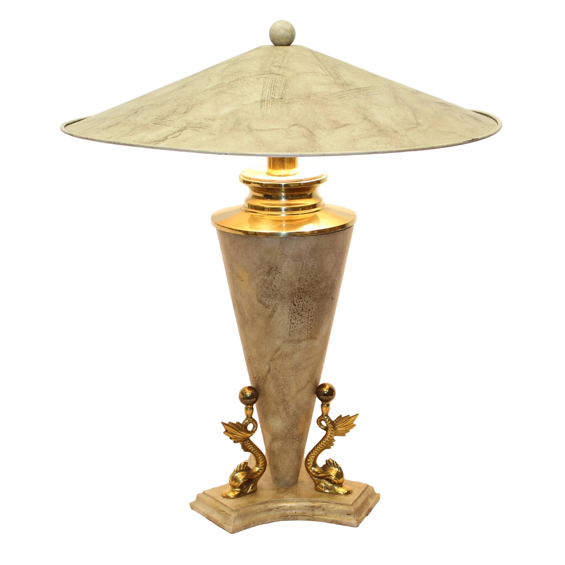 Vintage Polished Travertine Table Lamp by Bauer Lamp Co