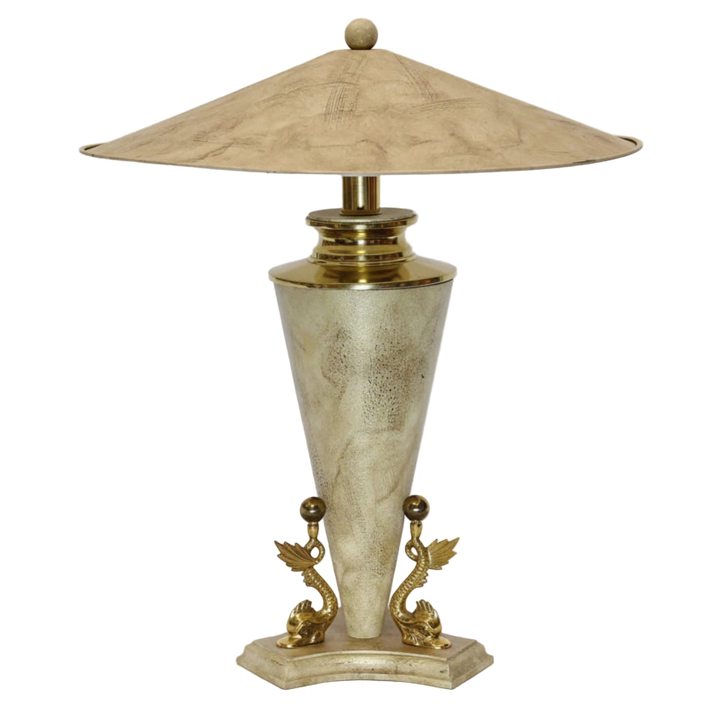Vintage Polished Travertine Table Lamp by Bauer Lamp Co