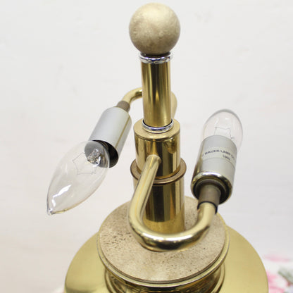 Vintage Polished Travertine Table Lamp by Bauer Lamp Co